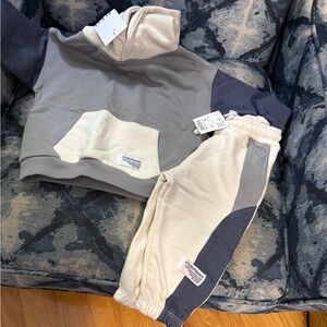 Zara Kids Gray and Cream Jogger Set
